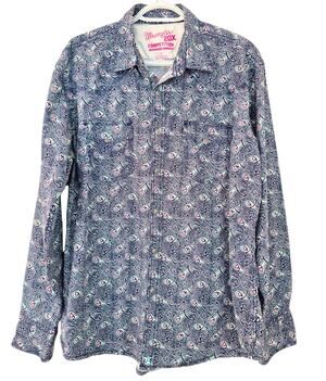 Wrangler Competition Womens L Western Shirt Long Sleeve Snap Cotton Blue Pink